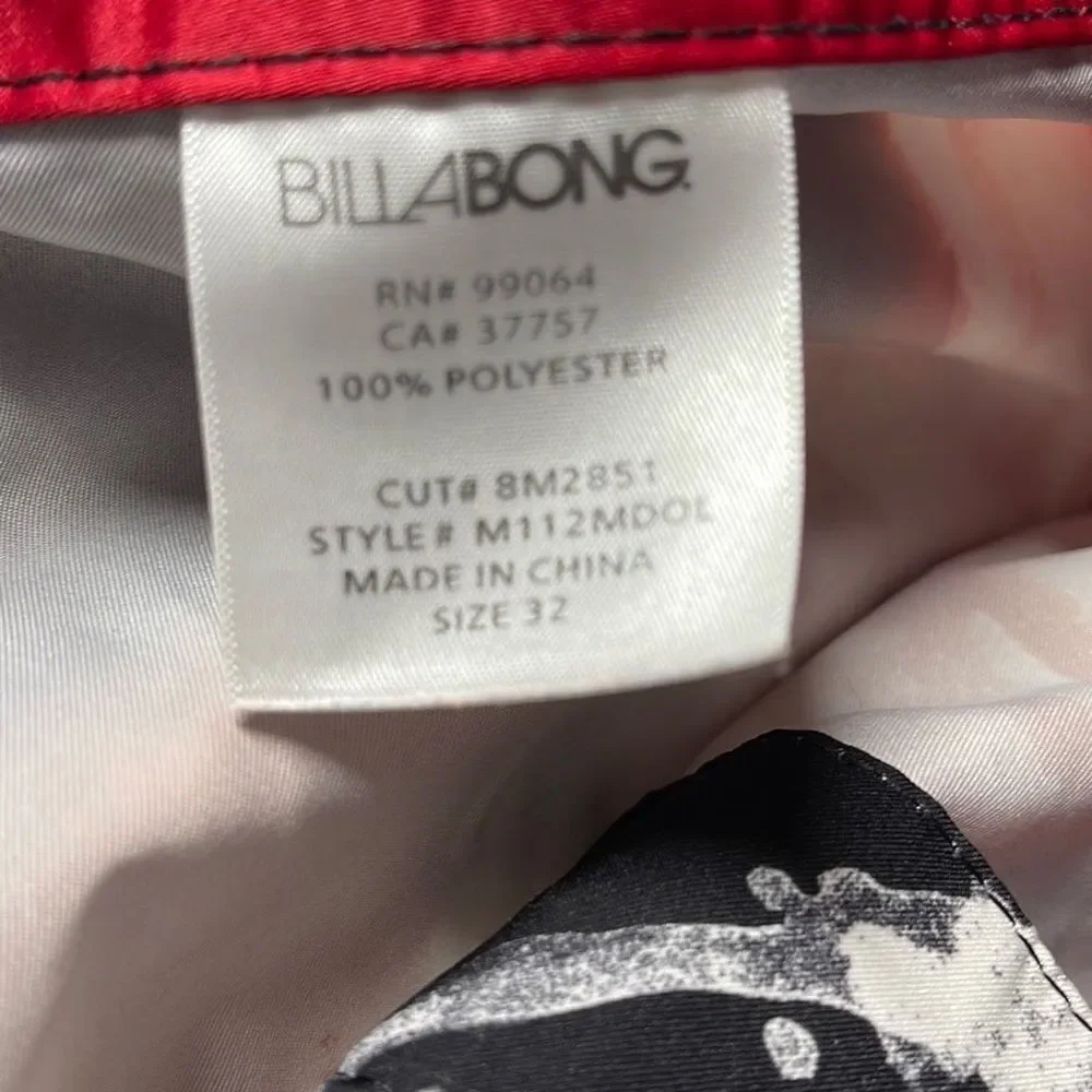 Billabong Men’s‎ Black Orange Floral Swim Trunks Board Shorts Swimwear 32
